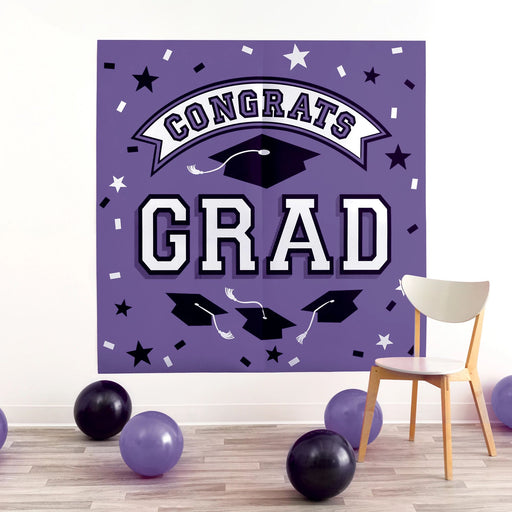 Congrats Grad Plastic Scene Setter - 5.4'x 5.4' - Purple