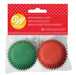 A 50 count package of Wilton Christmas Red and Green Mini Baking Cups.
