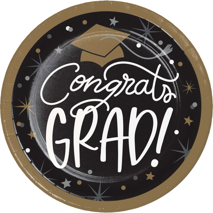 7-Inch Plate Glowing Graduation | 8ct - Party Supplies