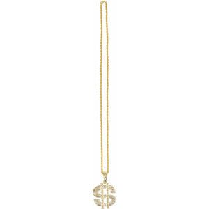 Gold Dollar Sign Casino Necklace