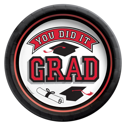 A 7-inch Red Graduation True To Your School Red Round Plate.