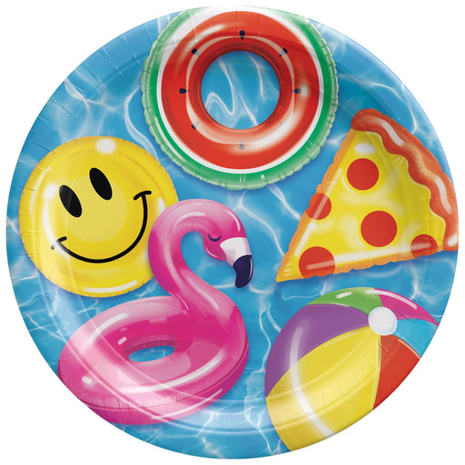 Cool Pool Round Paper Plates, 10"