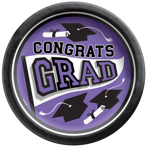 A 9-Inch Purple Graduation True To Your School Round Plate.