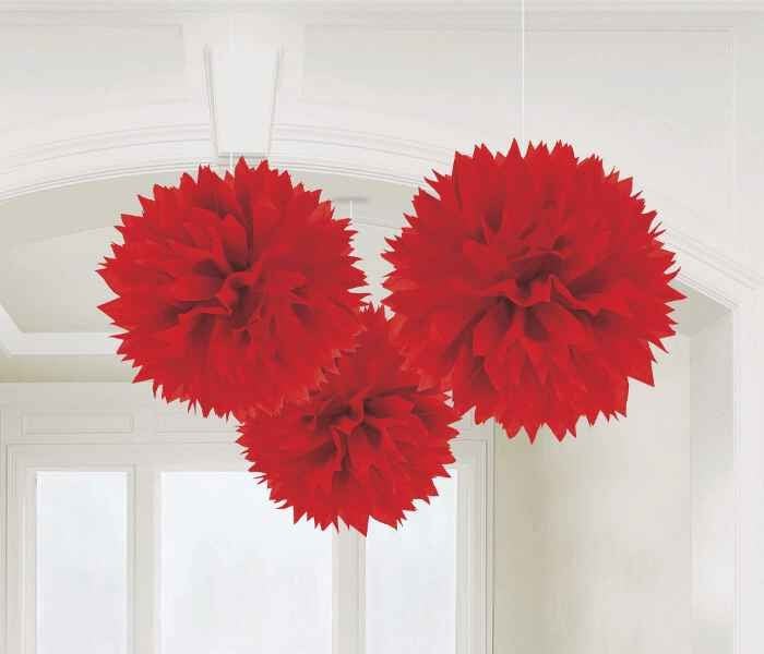 Red Fluffy Decorations | 3pc, 16" - Zurchers