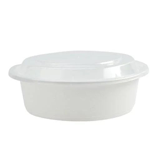 7" Deep Container White Deep Round Plastic Container With Lids 32 oz | 6ct - Zurchers