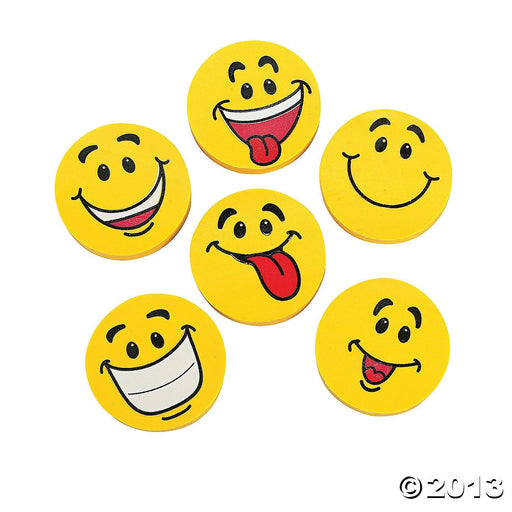 Large Smiley Face Erasers | 12 ct