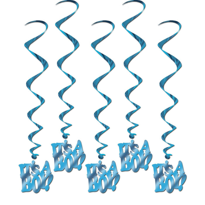 It's A Boy Blue Swirl Hanging Decorations | 5ct