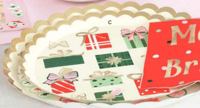 9" Gold Scalloped Christmas Gift Present Paper Plate | 1ct - Zurchers