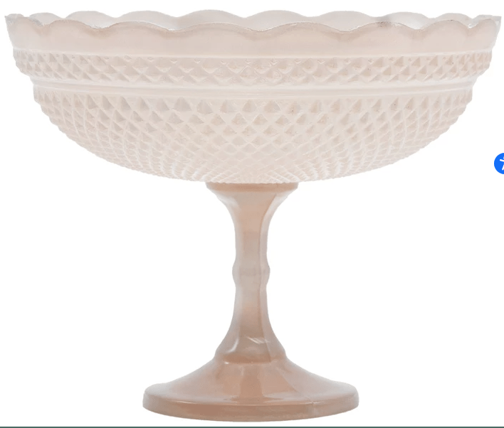 9" Round x 7 - 1/4"H Pressed Glass Scalloped Footed Bowl, Blush Color | 1ct - Zurchers