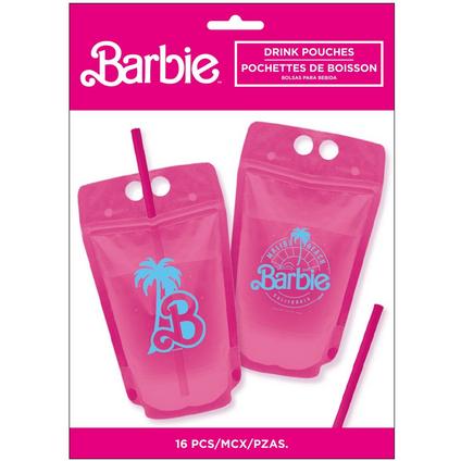 Malibu Barbie Plastic Drink Pouches, 16.9oz, | 8 ct