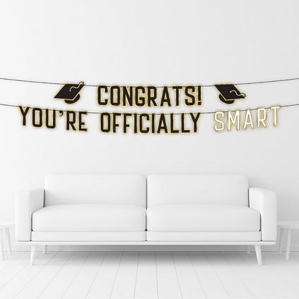Graduation "You're Officially Smart" Letter Banner Set 12' | 2 pcs