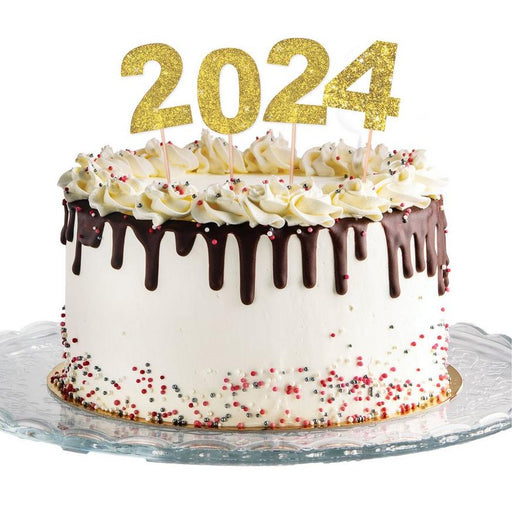 2024 Glitter Paper & Wood Cake Picks - 7 1/2"