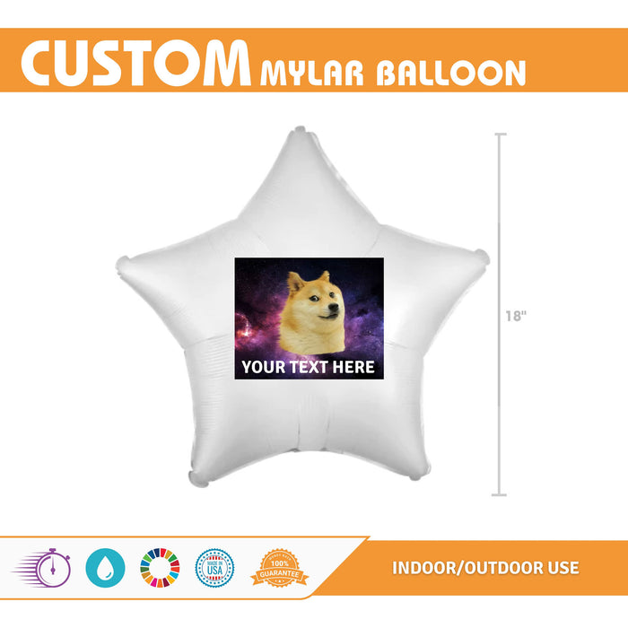 Custom Meme White Mylar Star Balloon 18" | 1ct