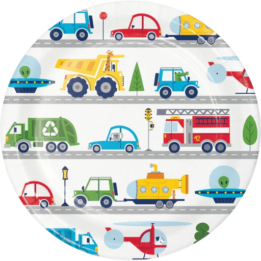 Transportation Time Lunch Paper Plates 9" | 8 ct - Zurchers