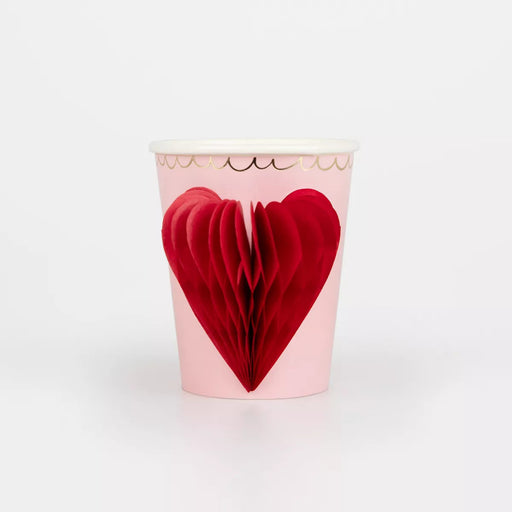 Valentine's Honeycomb Heart Paper Cups 9oz | 8ct