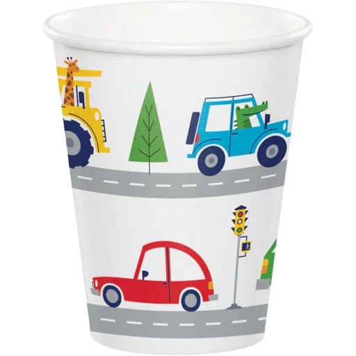 Transportation Time Paper Cups 9oz | 8 ct - Zurchers