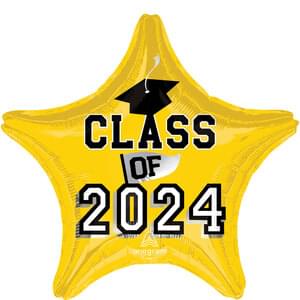 Class Of 2024 18" Star Mylar Balloon - Yellow
