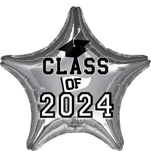 Class of 2024 18" Star Mylar Balloon - Silver