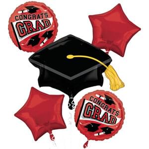 Congrats Grad Mylar Balloon Bouquet - Red