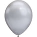 An inflated 11-inch Chrome Silver, Qualatex 11" Latex Balloon.