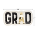 A 12.25 inch Graduation Grad Shaped Paper Plate with ruler to show size.