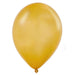 An inflated 11-inch Gold, Qualatex 11" Latex Balloon.