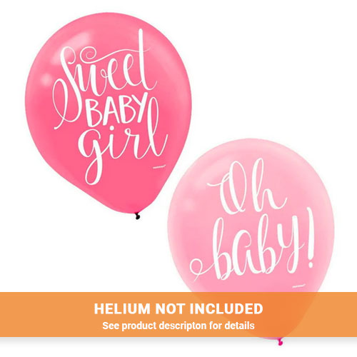 Sweet Baby Girl Printed Latex Balloons, 12'' | 15 ct