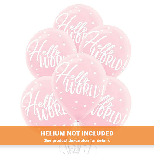 Pink Hello World Flat Printed Latex Balloons, 12'' | 15 ct