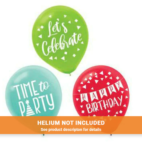 Let's Celebrate! Flat Printed Latex balloons 12" | 15ct