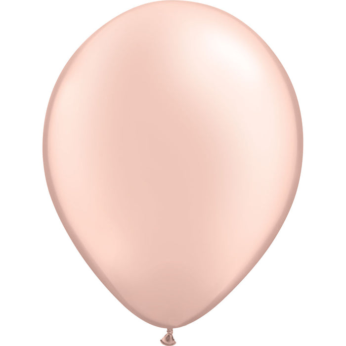 An inflated 11-inch Qualatex Pearl Peach Latex Balloon.