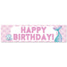 50 inch by 13 inch Shimmering Mermaid Happy Birthday Banner,.