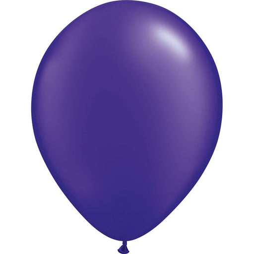 An inflated 11-inch Qualatex Pearl Quartz Purple Latex Balloon.
