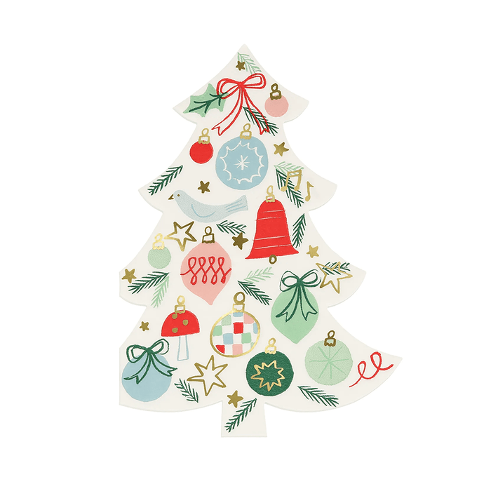 Christmas Festive Pattern Tree Beverage Napkins | 16 ct