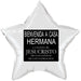  17" Star balloon has a graphic that is similar to a Missionary name tag and says, " Welcome Home Sister" along with The Church of Jesus Christ of Latter Day Saints in Spanish.