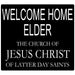 Missionary 24" x 21.5" Welcome Home Elder English Door  Banner