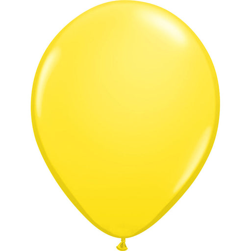 An inflated 11-Inch Qualatex Yellow Latex Balloon.