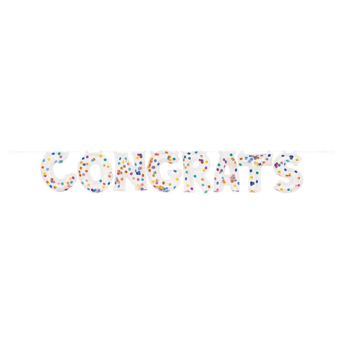 Air-Filled "Congrats" Clear Confetti Balloon Banner Kit, 10' | 1 ct