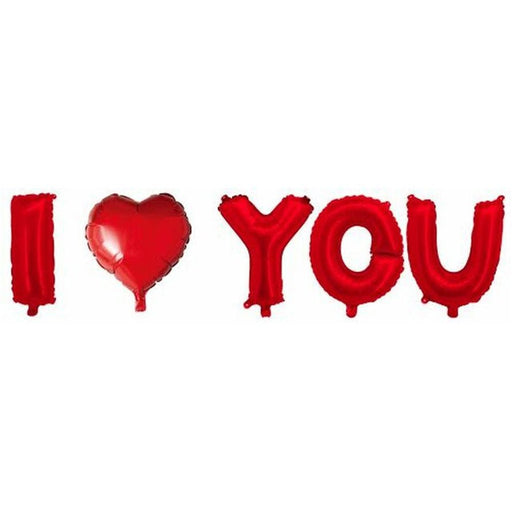 Air Filled I ❤ YOU Heart Red Mylar Balloon Banner 50" | 1 set - Zurchers
