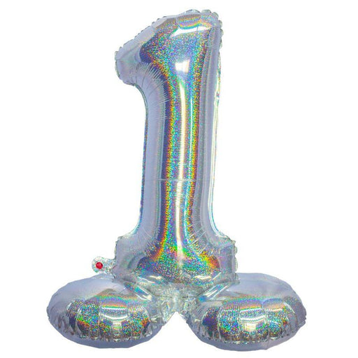 Air Filled Silver Number Self Standing Balloon 28.4" | 1 ct - Zurchers
