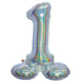 Air Filled Silver Number Self Standing Balloon 28.4" | 1 ct - Zurchers