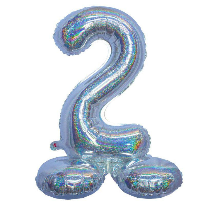 Air Filled Silver Number Self Standing Balloon 28.4" | 1 ct - Zurchers