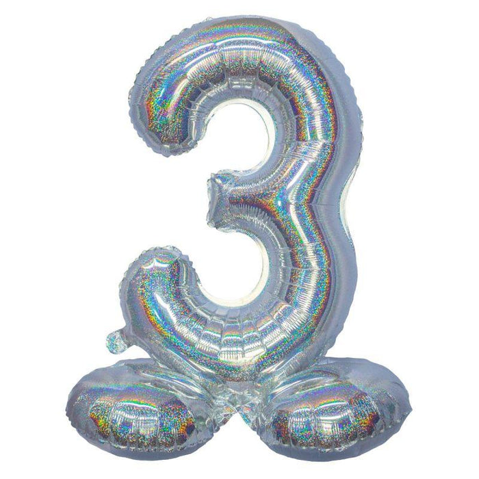 Air Filled Silver Number Self Standing Balloon 28.4" | 1 ct - Zurchers
