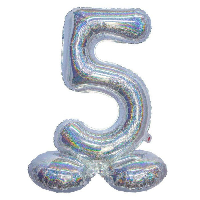 Air Filled Silver Number Self Standing Balloon 28.4" | 1 ct - Zurchers