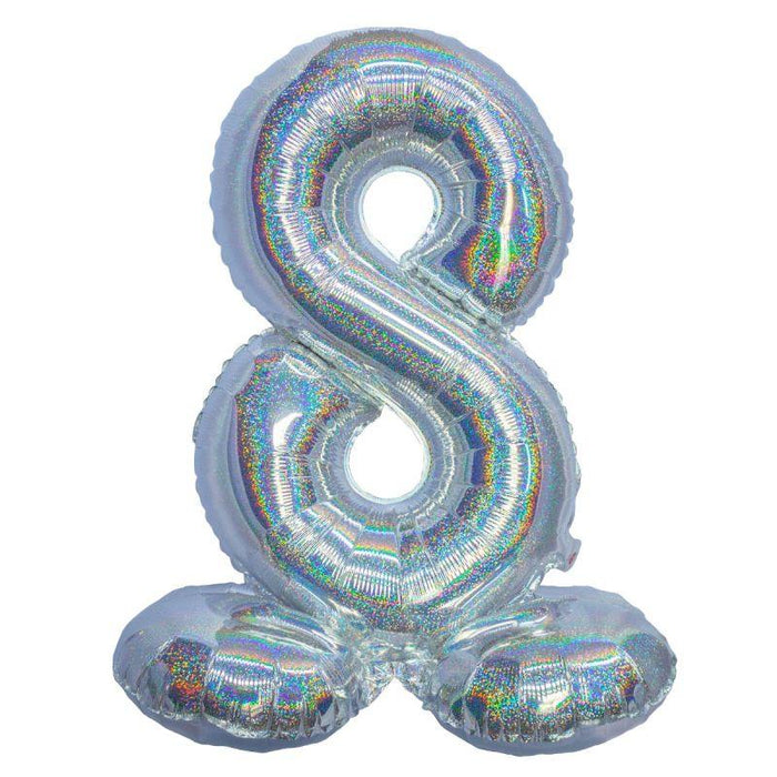 Air Filled Silver Number Self Standing Balloon 28.4" | 1 ct - Zurchers