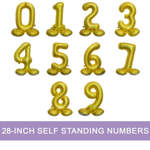 Air Filled Gold Number Self Standing Balloon 28.4" | 1 ct - Zurchers