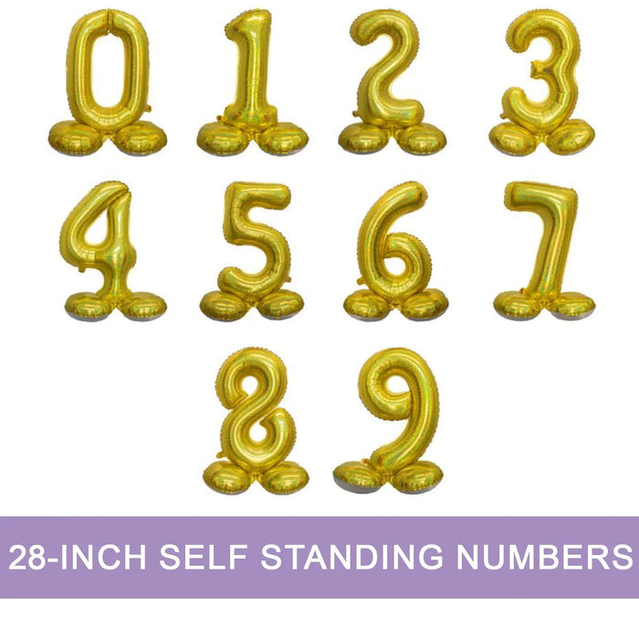 Air Filled Gold Number Self Standing Balloon 28.4" | 1 ct - Zurchers