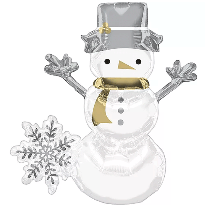Christmas Air-Filled Gold & Silver Snowman Foil Balloon, 20" | 1ct