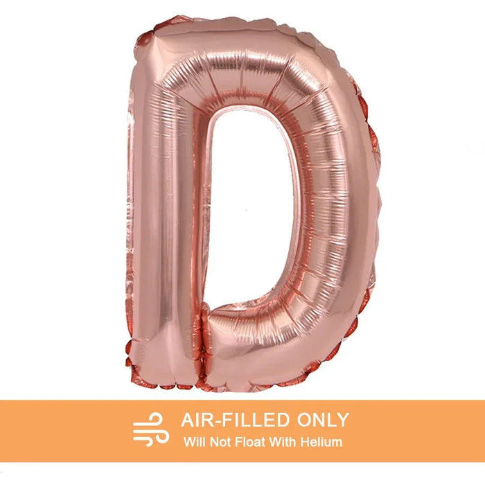Air Filled Rose Gold Mylar Letter Balloon, 16" | 1 ct - Zurchers