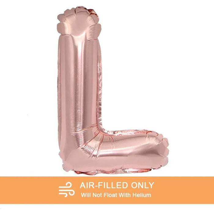 Air Filled Rose Gold Mylar Letter Balloon, 16" | 1 ct - Zurchers