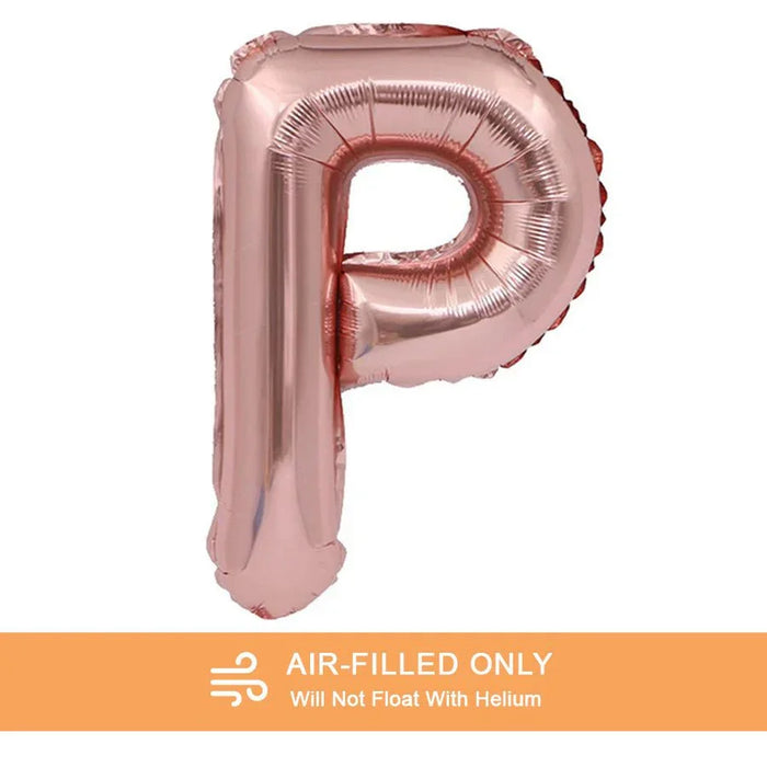 Air Filled Rose Gold Mylar Letter Balloon, 16" | 1 ct - Zurchers